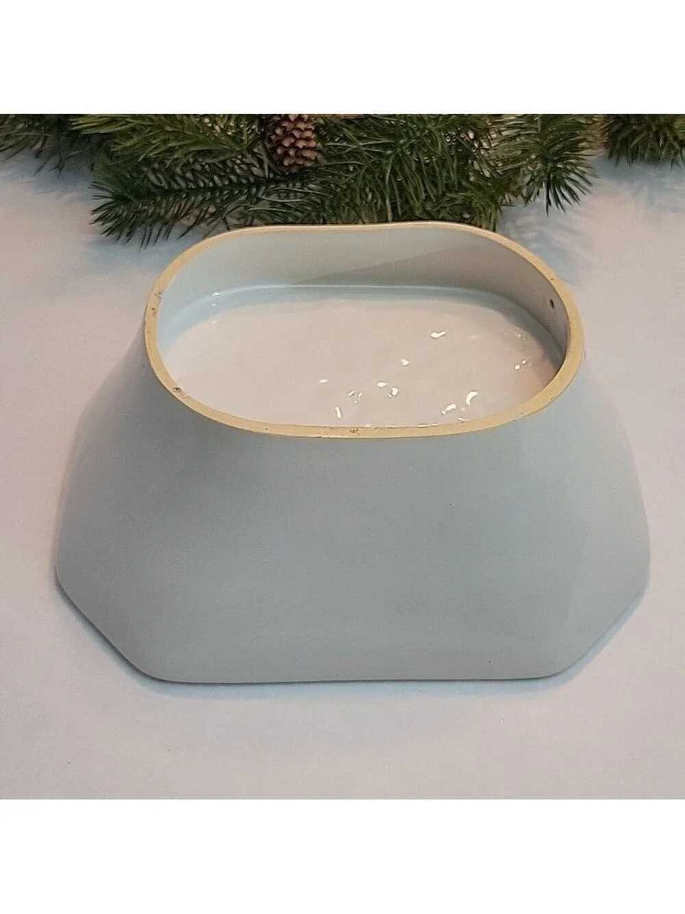 Crate & Barrel Winter Snowflake Ceramic Loaf Cake Pan Molded Gelatin Dish